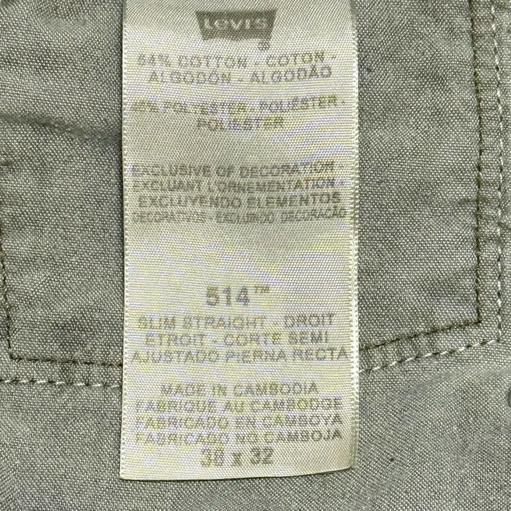 Levi's 514 Men's 38x32 Distressed Blue Denim Slim Straight Worn Fade Button-Flap